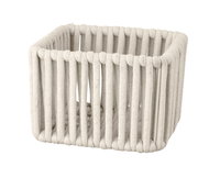 Quadratischer Badkorb Zovo S in natürlicher Farbe, aus geflochtenem Material, seitliche Perspektive