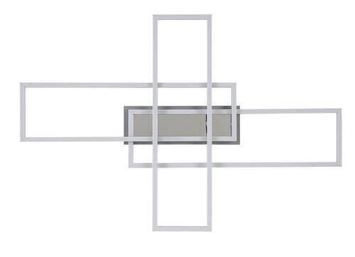 Moderne LED-Deckenleuchte mit geometrischem Design, Ansicht von vorne.