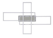 Moderne LED-Deckenleuchte mit geometrischem Design, Ansicht von vorne.