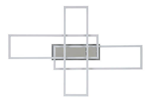 Moderne LED-Deckenleuchte mit geometrischem Design, Ansicht von vorne.