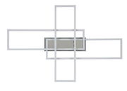 Moderne LED-Deckenleuchte mit geometrischem Design, Ansicht von vorne.