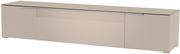 Beiges XL TV-Lowboard mit modernen Linien, seitliche Perspektive