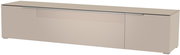 Beiges XL TV-Lowboard mit modernen Linien, seitliche Perspektive