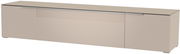 Beiges XL TV-Lowboard mit modernen Linien, seitliche Perspektive