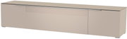 Beiges XL TV-Lowboard mit modernen Linien, seitliche Perspektive