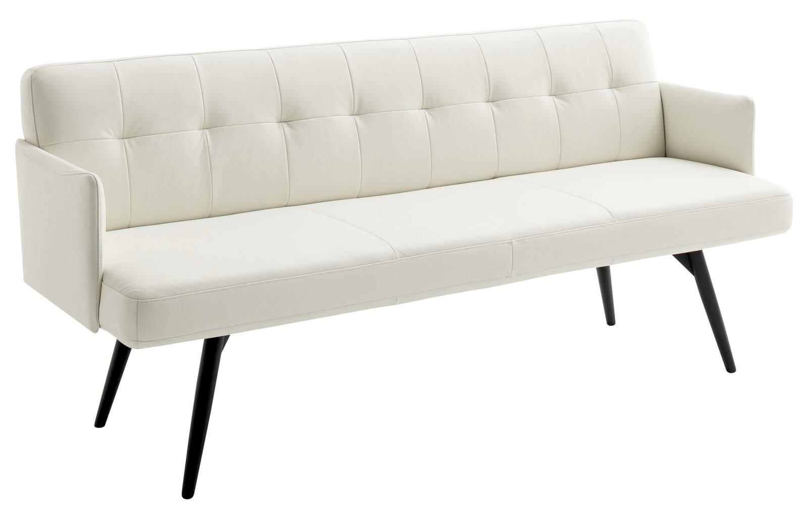 Elegantes, cremefarbenes Sofa mit schwarzen Beinen, seitliche Perspektive