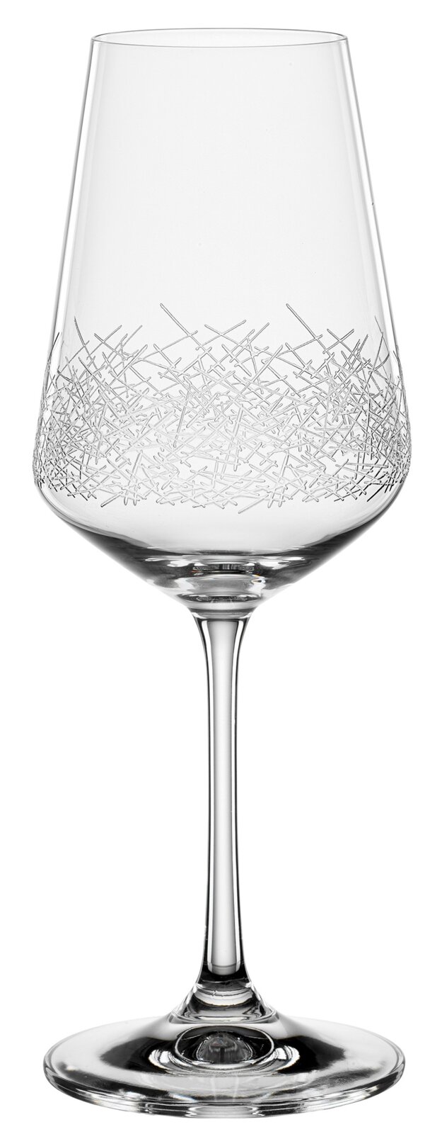 Elegant wijnglas met een fijn patroon, zijaanzicht