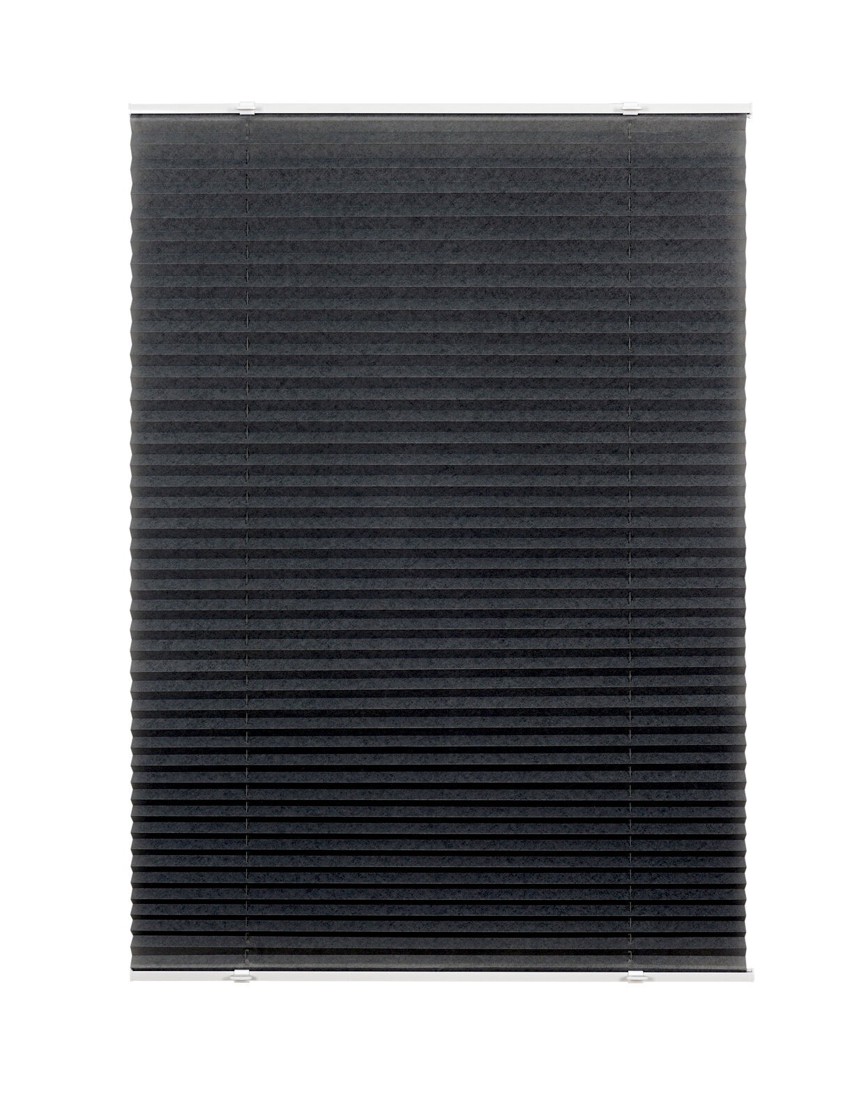 Schwarzes Plissee gefädelt, 50x130cm, Frontalansicht
