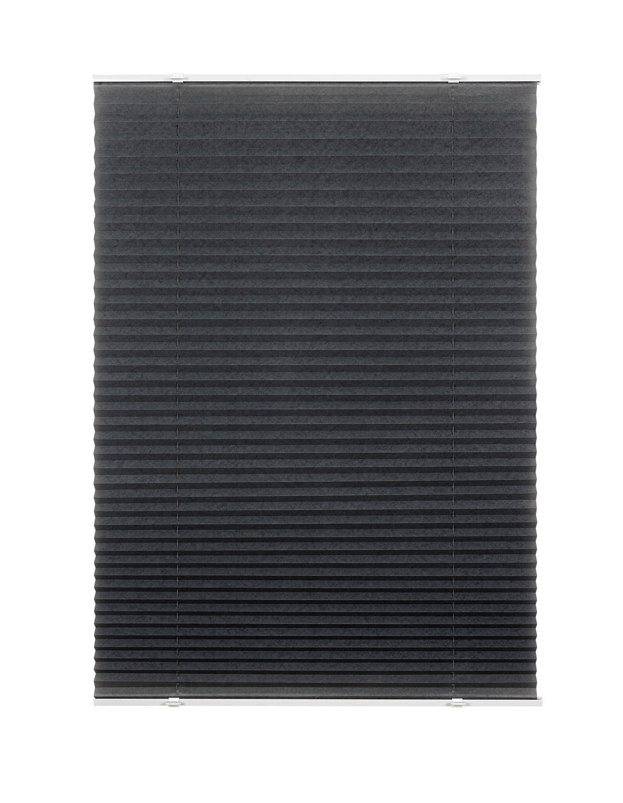Schwarzes Plissee gefädelt, 50x130cm, Frontalansicht