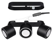 Schwarzer LED-Einbau- und Aufbauspot TAURUS mit drei runden Leuchten, Draufsicht