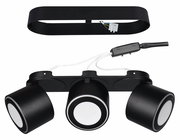 Schwarzer LED-Einbau- und Aufbauspot TAURUS mit drei runden Leuchten, Draufsicht