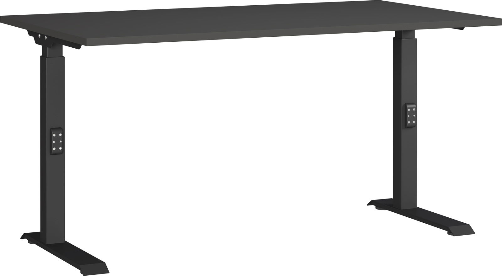 MID.YOU Schreibtisch 7904 Moderner schwarzer Schreibtisch mit höhenverstellbaren Beinen, seitliche Perspektive