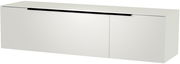 Weißes Hänge-Lowboard mit zwei Türen, seitliche Perspektive