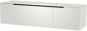 Weißes Hänge-Lowboard mit zwei Türen, seitliche Perspektive