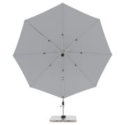 Grauer Pendelschirm von vorne mit stabilem Standfuß