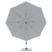 Grauer Pendelschirm von vorne mit stabilem Standfuß