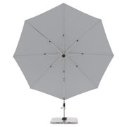 Grauer Pendelschirm von vorne mit stabilem Standfuß