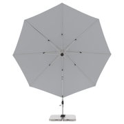 Grauer Pendelschirm von vorne mit stabilem Standfuß