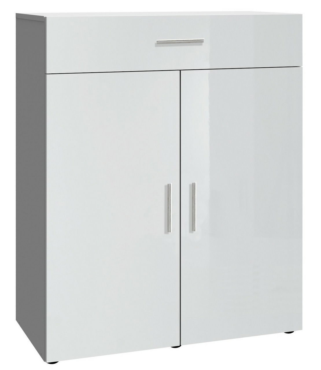 XORA Kommode MALTA Weiße Kommode mit zwei Türen und einer Schublade, Frontansicht