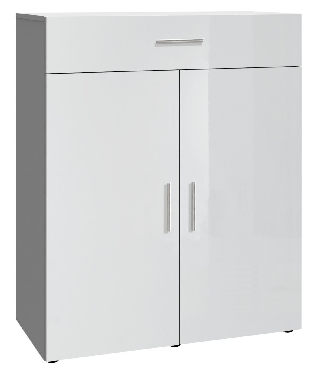 XORA Kommode MALTA Weiße Kommode mit zwei Türen und einer Schublade, Frontansicht