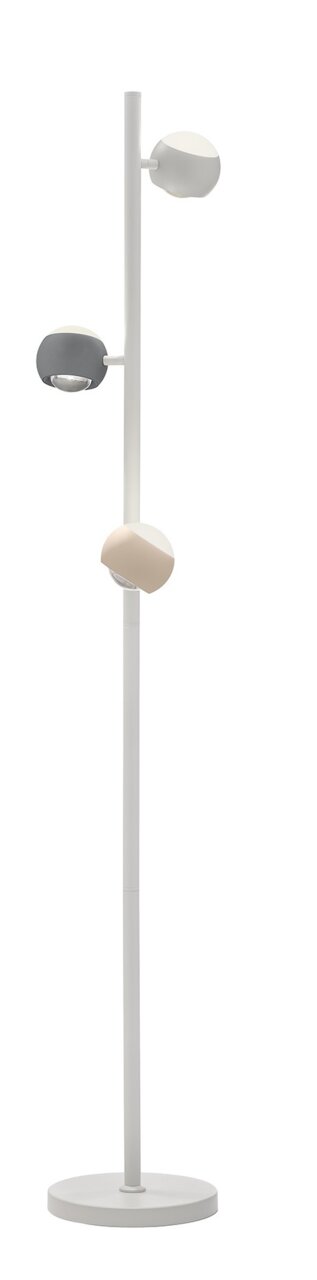 Musterring Stehleuchte CANNON Moderne Stehleuchte mit drei verstellbaren Lampenschirmen in verschiedenen Farben, seitliche Perspektive.