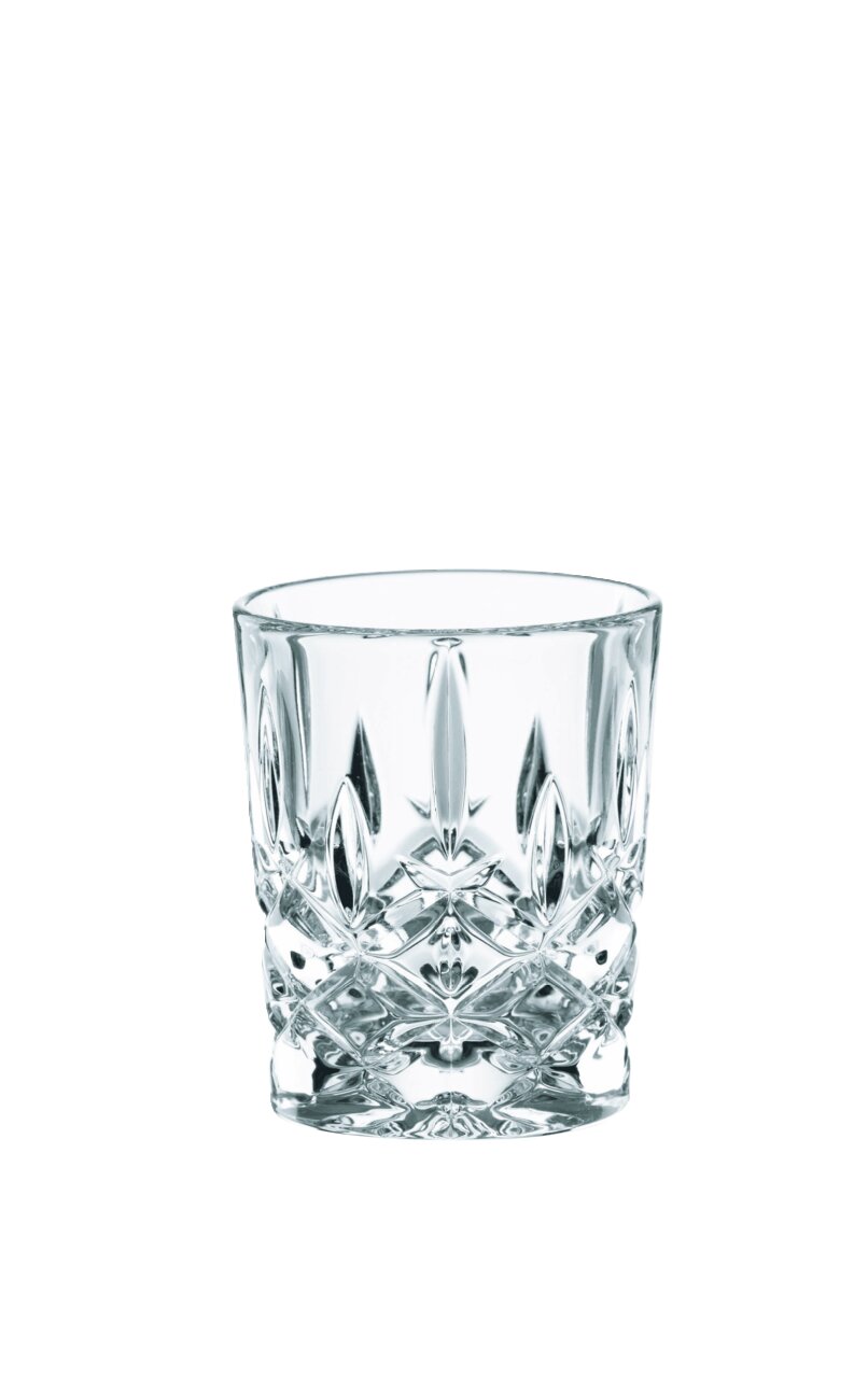 Kristallglas Stamper mit elegantem Schliffmuster, frontal abgebildet.