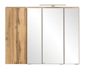 Spiegelschrank mit drei Spiegeltüren und Holzoptik von vorne