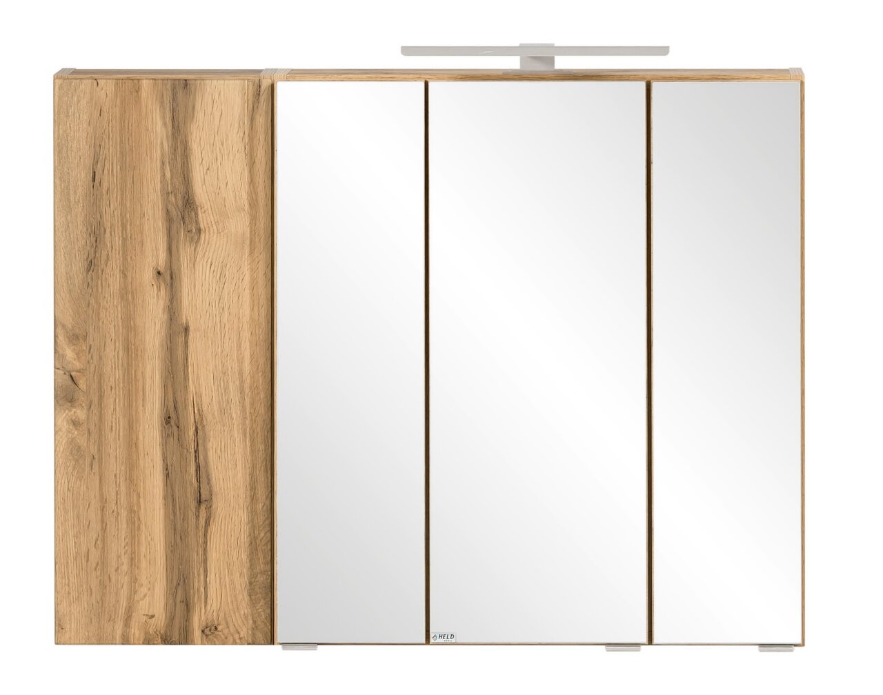 XORA Spiegelschrank VARESE Spiegelschrank mit drei Spiegeltüren und Holzoptik von vorne