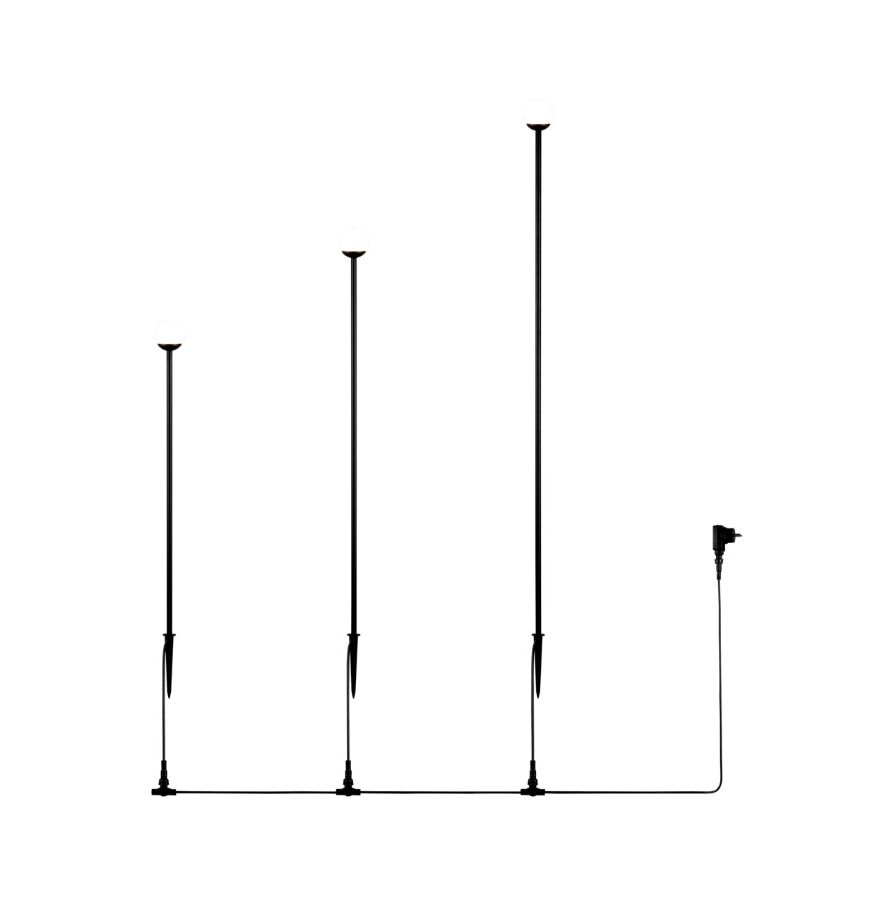 Reality Leuchten 3er-Set LED-Gartenleuchte SCOOP 3er-Set LED-Gartenleuchten in unterschiedlicher Höhe, seitliche Perspektive