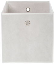 Weiße Stoffbox mit Metallösen, frontale Ansicht