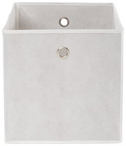 Weiße Stoffbox mit Metallösen, frontale Ansicht