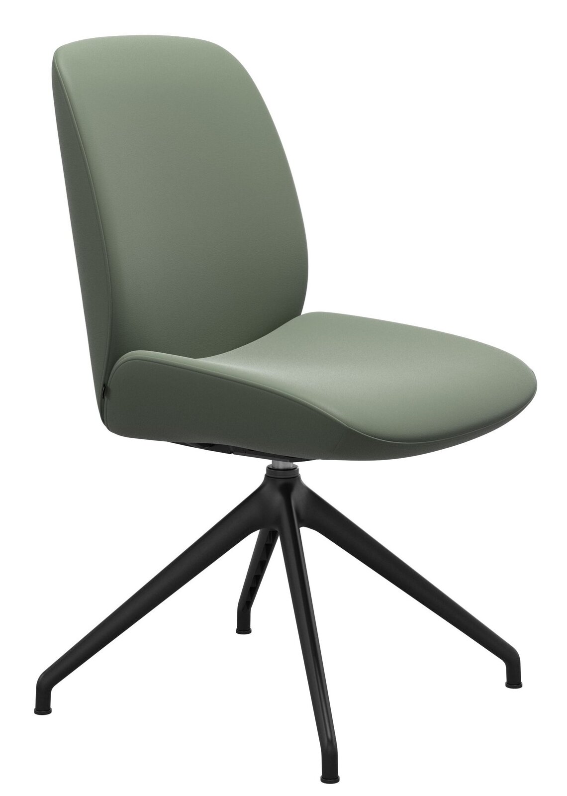 Moderner grüner Stressless Stuhl DINING BAY mit schwarzem Metallgestell, seitliche Perspektive