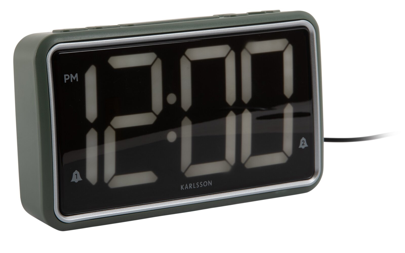 Digitaler Wecker mit großem Display, seitliche Perspektive