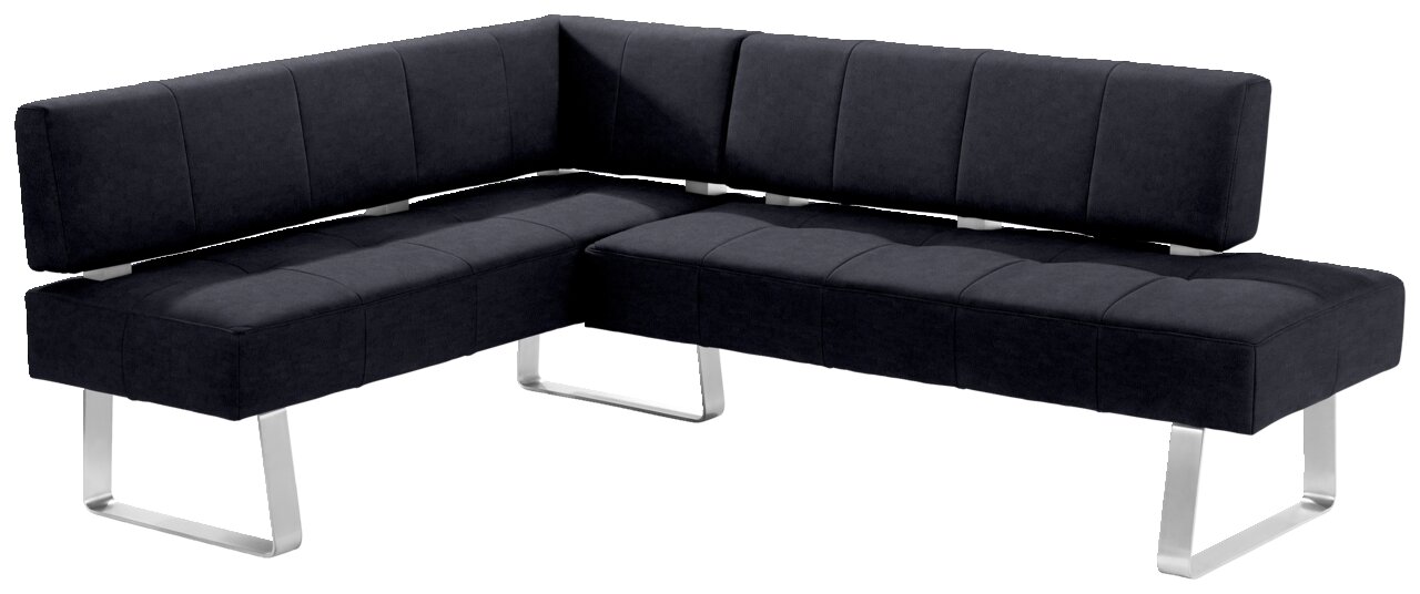 Moderano Eckbank LUPO II Moderne Eckbank in dunklem Stoffbezug mit Metallfüßen, seitliche Perspektive