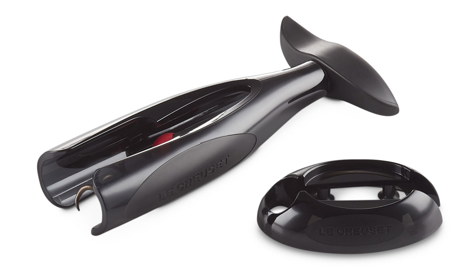 LE CREUSET Korkenzieher 2er-Set ACTIV BALL Schwarzer Korkenzieher ActivBall Set mit zwei Teilen, seitliche Perspektive
