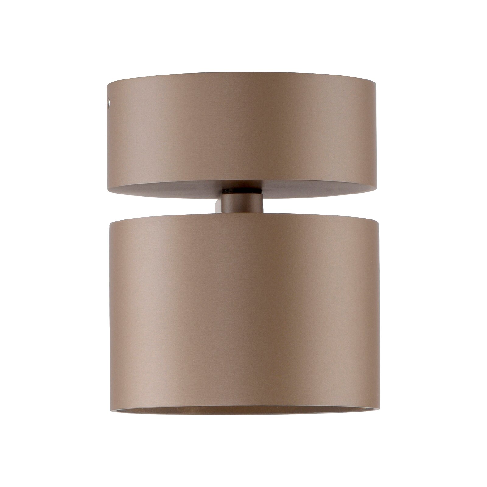 Zylindrischer LED-Spot in Braun, seitliche Perspektive