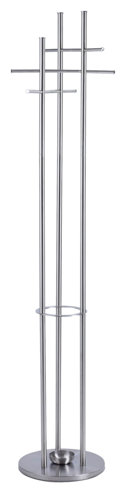 Moderner Garderobenständer aus Metall mit mehreren Haken, frontal abgebildet.