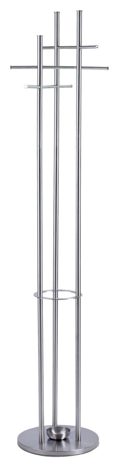 Moderner Garderobenständer aus Metall mit mehreren Haken, frontal abgebildet.