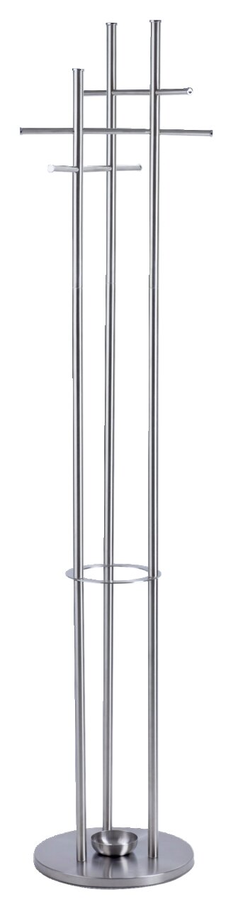 Moderner Garderobenständer aus Metall mit mehreren Haken, frontal abgebildet.