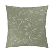 Grünes Kissen mit floralem Muster, von vorne gesehen