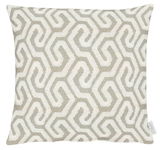 Kissenhülle 46x46 cm mit geometrischem Muster in Beige und Weiß, Vorderansicht