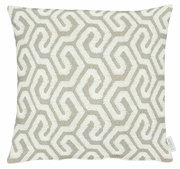 Kissenhülle 46x46 cm mit geometrischem Muster in Beige und Weiß, Vorderansicht