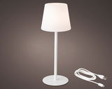LED Tischlampe in Weiß mit USB-Kabel, seitliche Perspektive