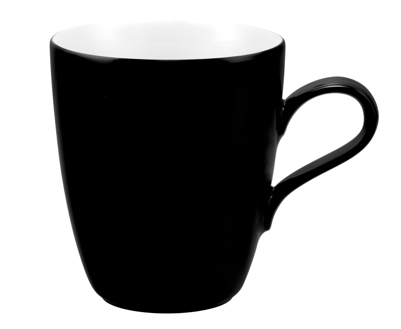 Seltmann Weiden Kaffeebecher Fashion Schwarzer Becher mit Henkel, 0,40l, seitliche Perspektive