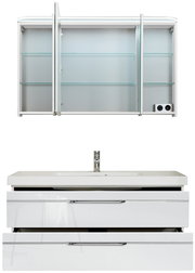 Badezimmermöbel-Set mit Spiegelschrank und Waschbeckenunterschrank, Frontalansicht