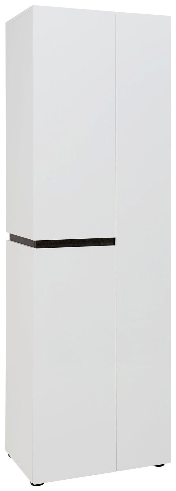 Voleo Garderobenschrank YES Weißer Garderobenschrank mit zwei Türen, seitliche Perspektive