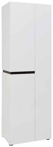 Weißer Garderobenschrank mit zwei Türen, seitliche Perspektive