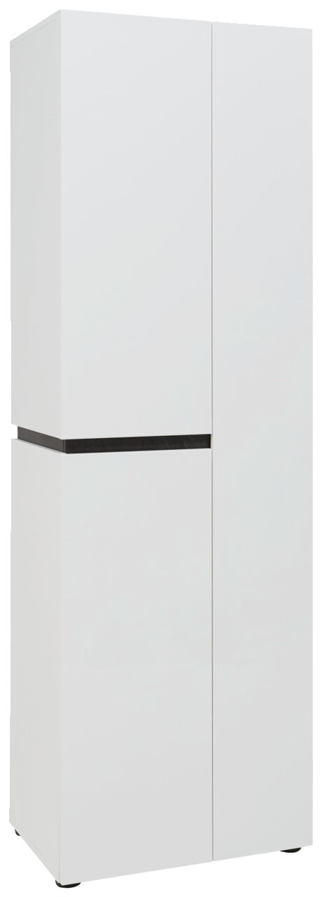 Voleo Garderobenschrank YES Weißer Garderobenschrank mit zwei Türen, seitliche Perspektive