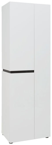 Weißer Garderobenschrank mit zwei Türen, seitliche Perspektive