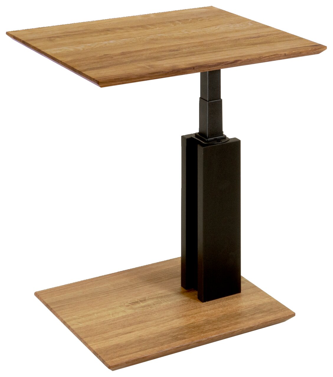 Venda Beistelltisch 1502 Moderner Beistelltisch mit Holzoberfläche und schwarzem Metallgestell, seitliche Perspektive